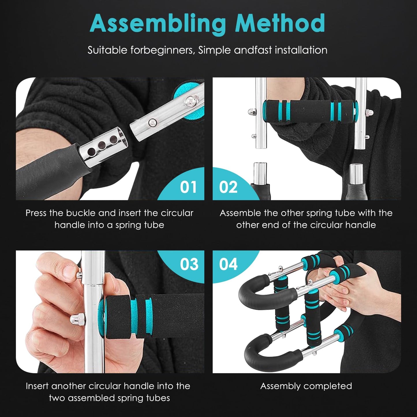Twister Arm Trainer, 60-110lb Adjustable Chest Workout Equipment with 3-Speed Resistance, Portable Power Twister Bar for Home/Gym, Detachable Design Fitness Anywhere