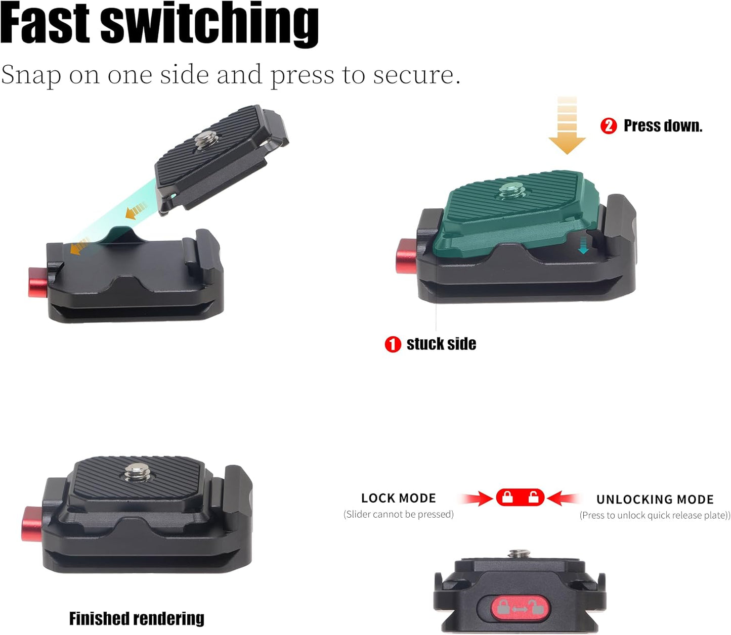 FocusFoto Quick Release Plate Kit, Camera Tripod Mount QR Plate and Rapid Connect Clamp Adapter for DSLR/Mirrorless