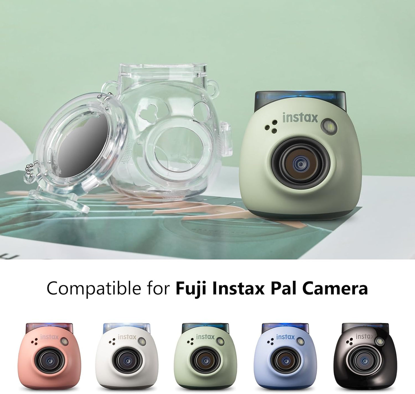 MUZIRI KINOKOO Fuji Mini Pal Camera Clear Case with Selfie Mirror - Hard PC Crystal Clear Protective Case for Instax