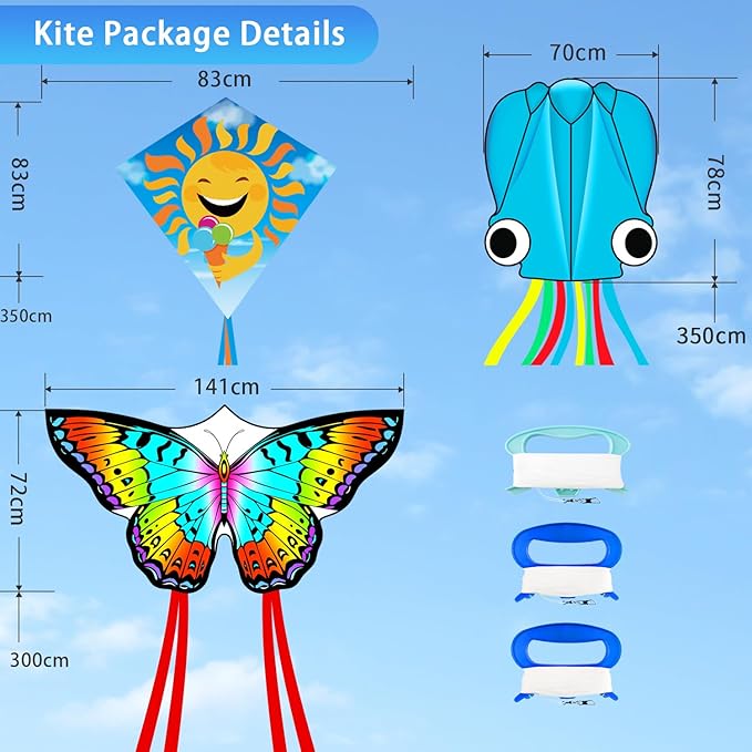 Large Octopus Kites for Kids & Adults,Big Kite for Beginners, Kites for Kids Ages 4-8,Outdoors Activities with Line and Handle