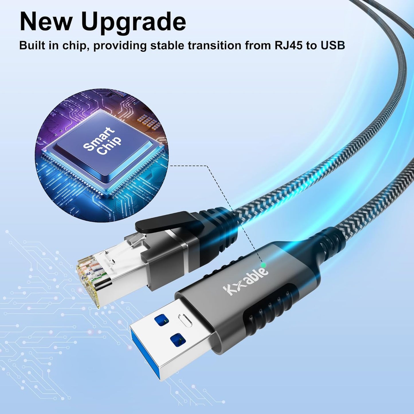 25 3.0 RJ45 5 USB to Ethernet Cable FT, USB A Male to Male Cord, Directly Connected, Aluminum Portable Gigabit LAN