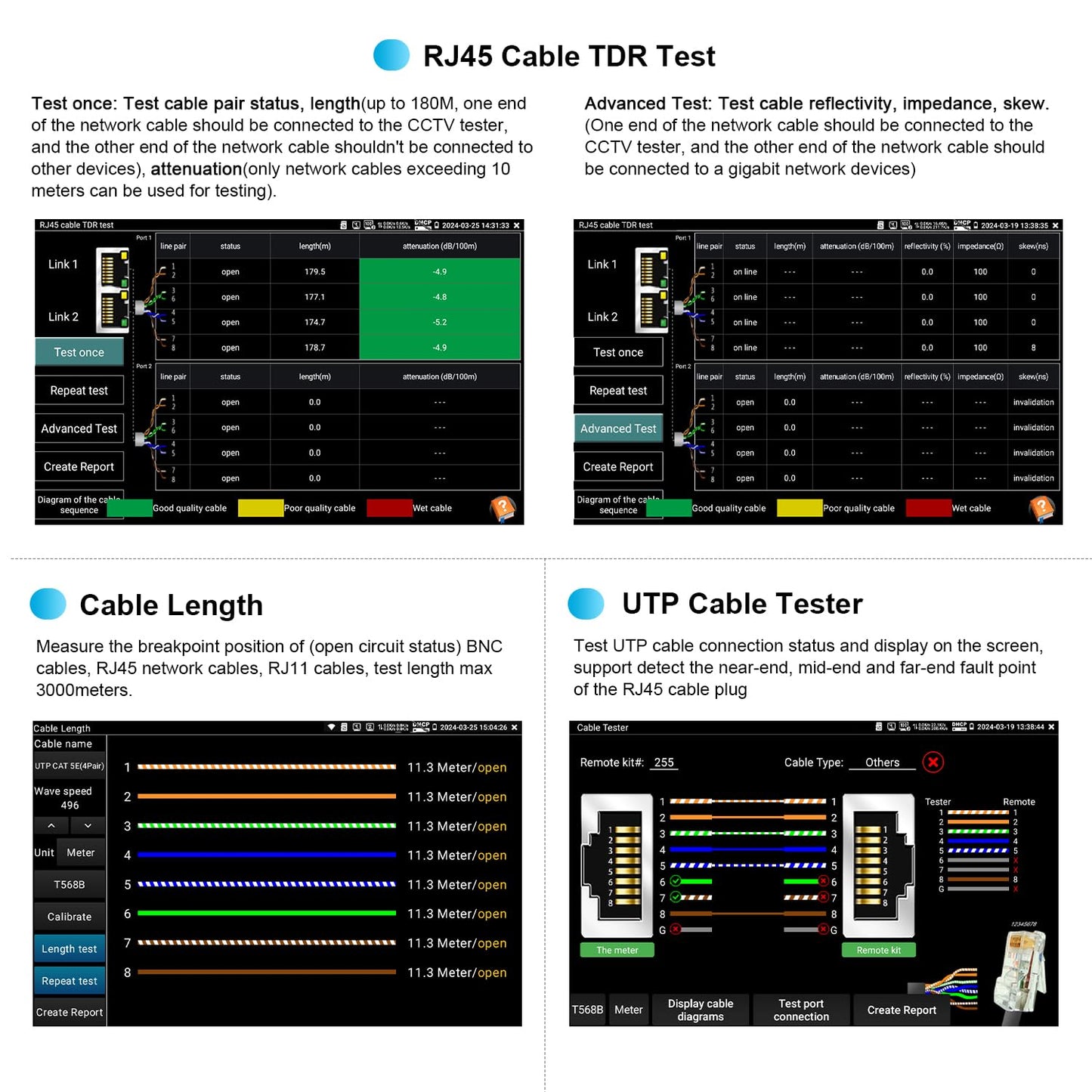 4K 12MP IP Camera Tester, WANLUTECH IPC Tester 90W PoE Power Output 8'' Touchscreen CCTV Test SFP Optical Fiber Module Port RJ45 Cable TDR Test HDMI VGA Input WiFi Network Tools (E88)