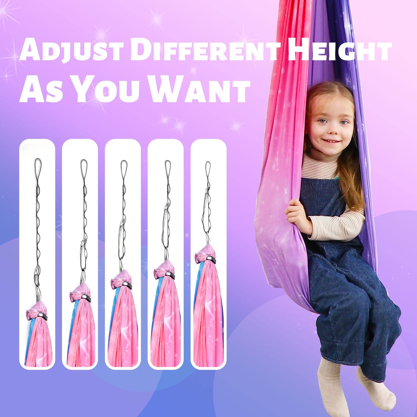 Sensory Swing, Indoor & Outdoor Sensory Swing for Kids & Adults, Double Layer Therapy Cuddle Swing for Kid with Autism, Holds up to 300lbs, Pink