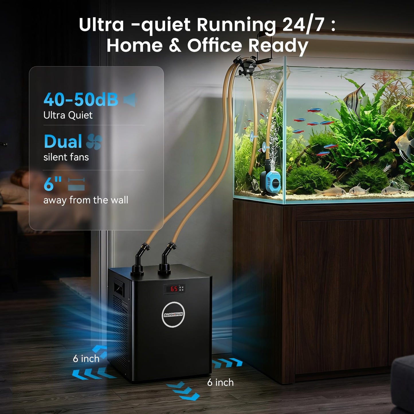 BAOSHISHAN 1/3 HP Aquarium Chiller 79 Gallons 300L Water Cooling System Set