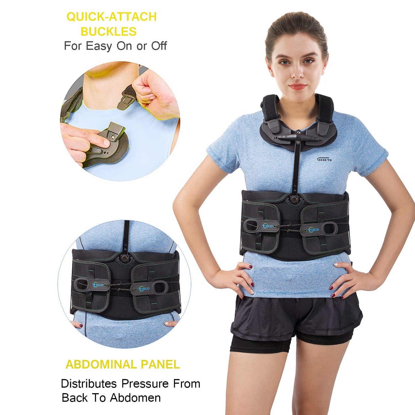 TODDOBRA TLSO Thoracic Full Back Brace for Men Women for Kyphosis, Post Op Recovery, Compression Fractures, Scoliosis, DDD, Herniated Discs, Adjustable Thoracic Lumbar Spine Support(Size M)
