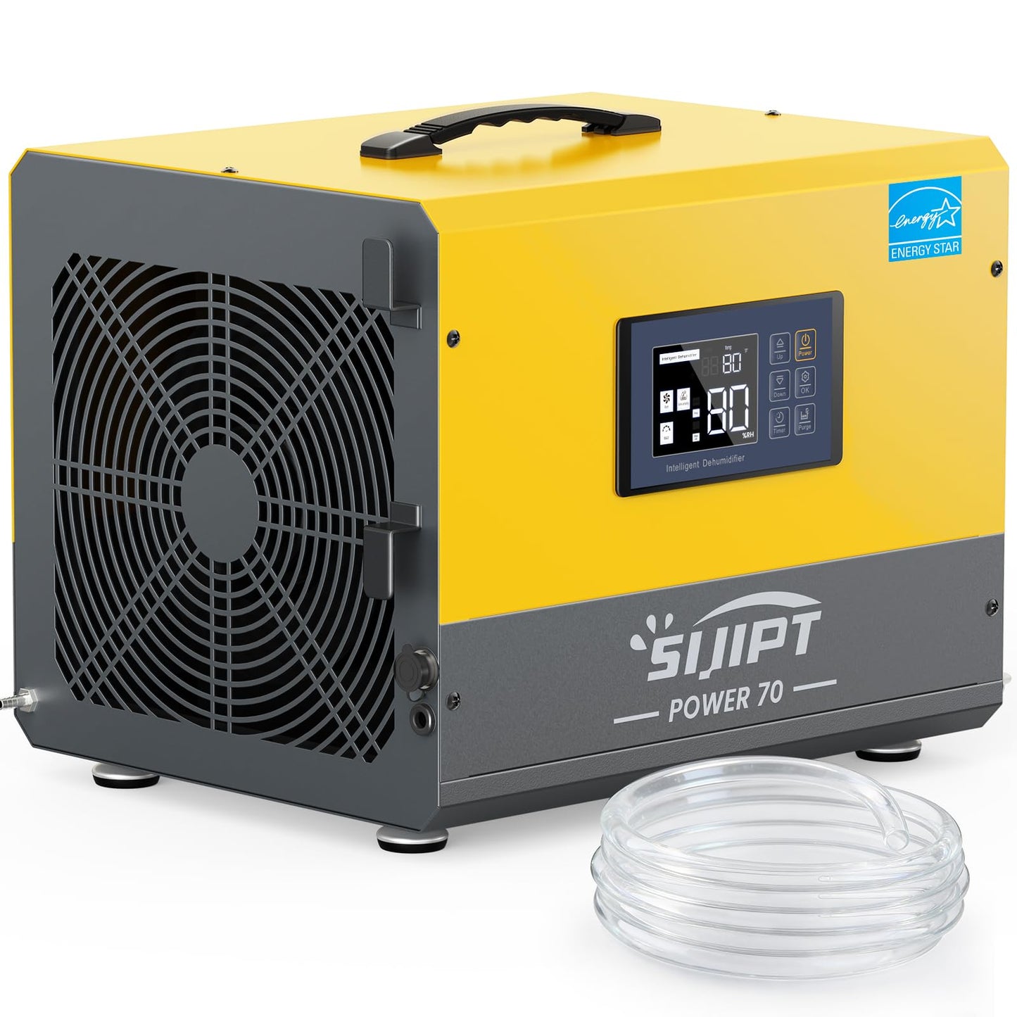 70 Pint Crawl Space Dehumidifier with Energy Star & Pump & Drain Hose for Basement, Commercial, Whole House, Industrial, Water Damage Restoration, Spaces Up to 2000 Sq Ft, Auto Defrost,Memory Restart