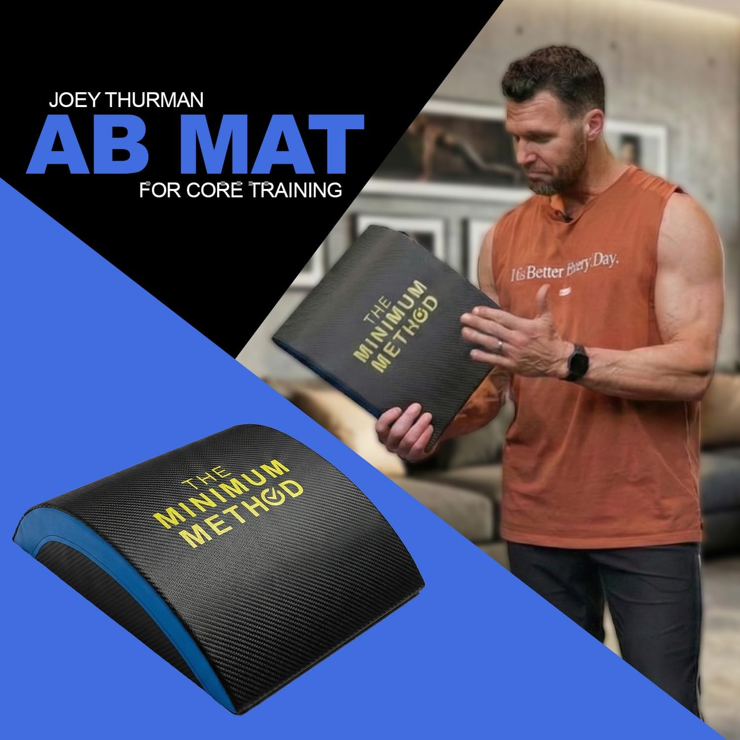 Joey Thurman AB Mat for Core Training with Lower Back Support, Ergonomic Foam Design for Ab Crunches and Sit Ups