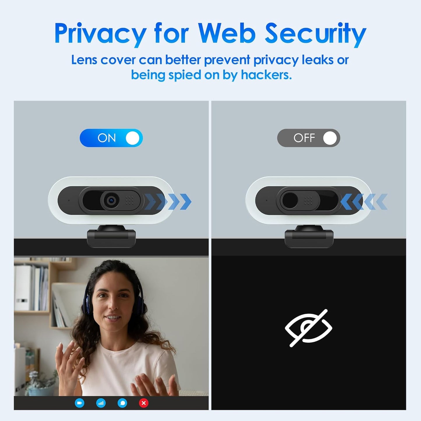 saylas 2K 2K@60FPS 65 Webcam with Lights, HD Webcam for PC, Web cam with Microphone, FOV, Autofocus, Noise