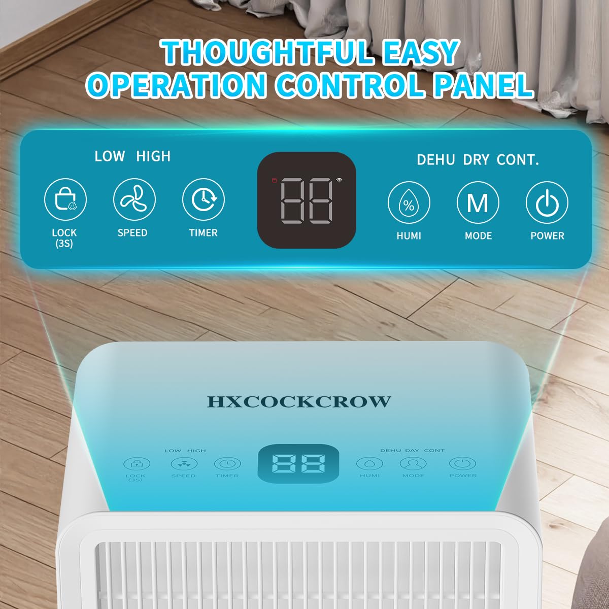 HXCOCKCROW Dehumidifier for Home Basement, 17 Pints Dehumidifiers with Drain Hose for 550 Sq. Ft Bedroom Bathroom Small Room RV, 3 Working Modes, Smart Humidity Control, 24H Timer, Auto Defrost