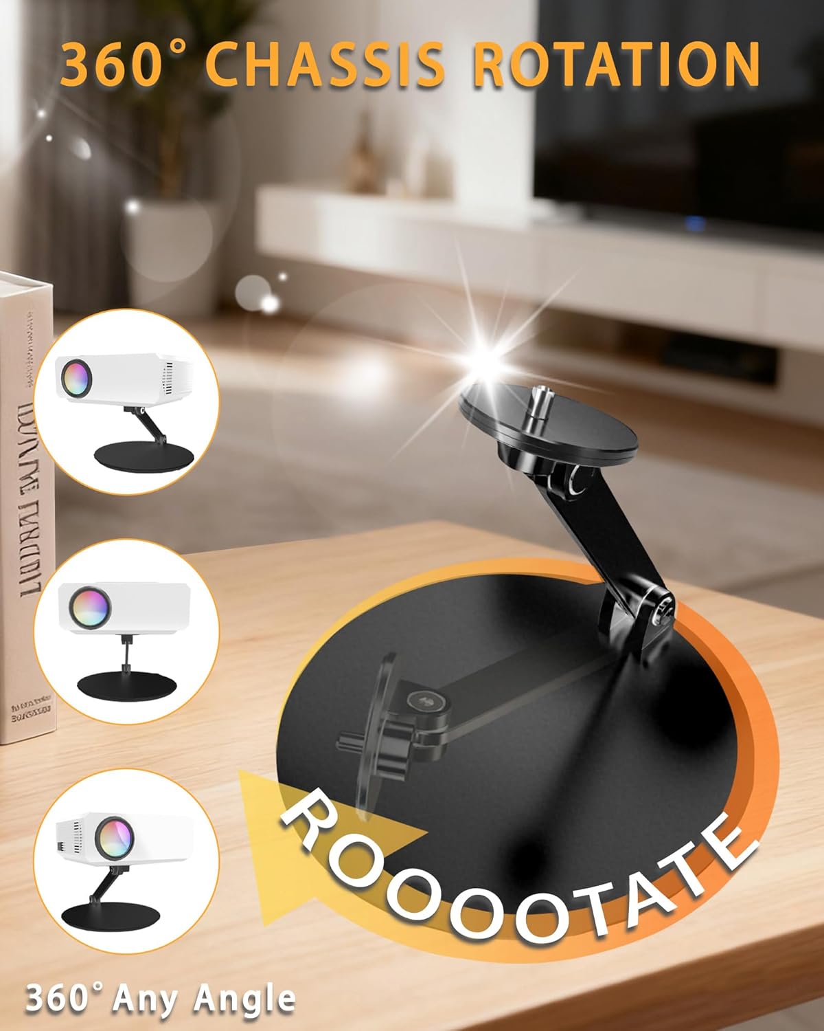 MAWADA 1/4" 360 Foldable Stand For Projector - Foldable Table Projector Mount with Thread, Height Adjustable, Rotation