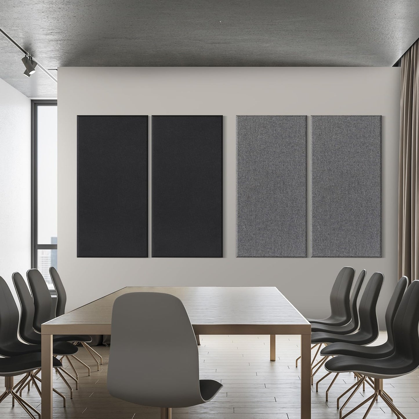 2” Thick Acoustic Panels with Hanging Hardware, 2 PCS 47.2” x 23.6” Fiberglass Sound Absorbing Panels for Home Theater Church Office Wall, Black