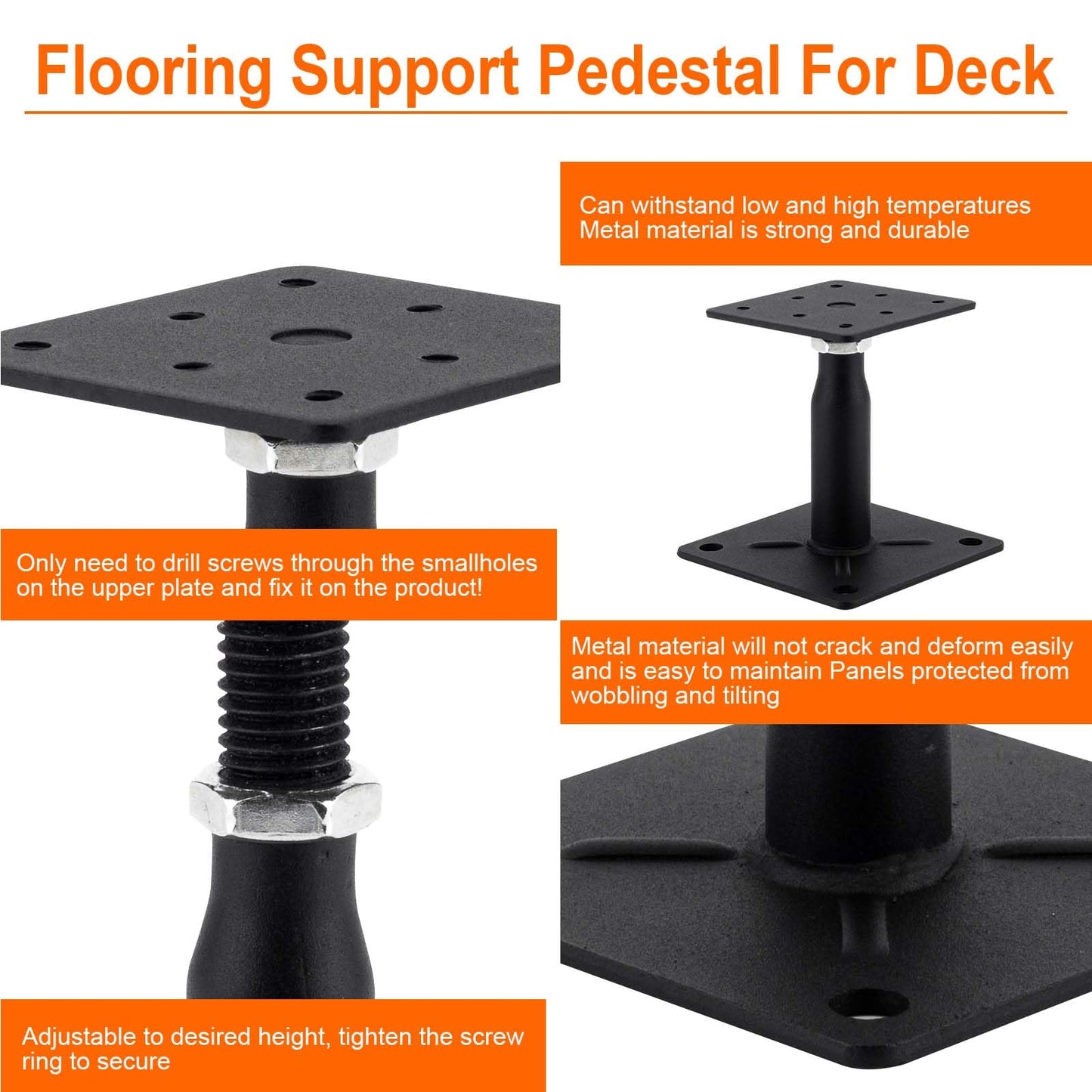 2 Pack Adjustable Support Jack for The Floor, Deck Foundation,RV Step Stabilizer,Mini Screw Jack- Post 4" to 7"
