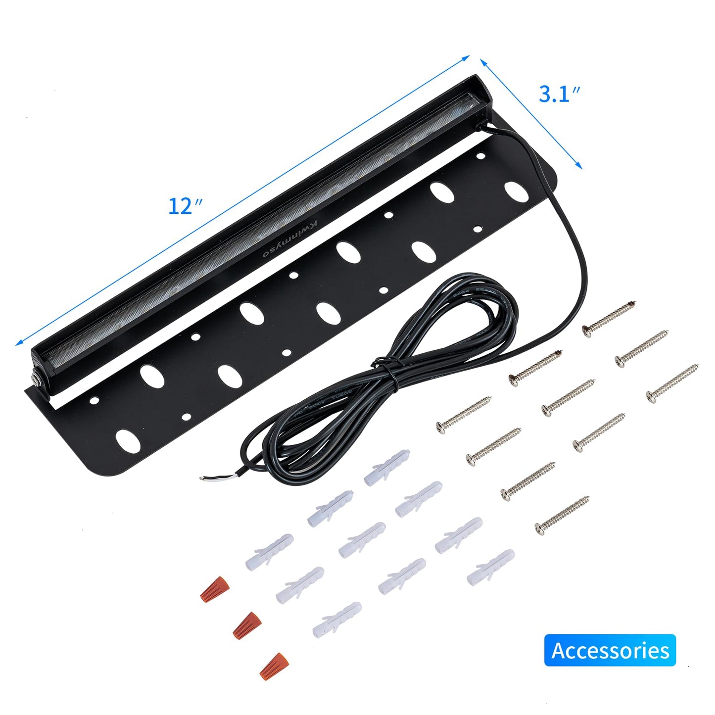 Kwinmyso 4-Packs 5W 12 Inch LED Hardscape Paver Lighting,12V AC/DC Low Voltage Retaining Wall Lights,LED Landscape Lighting,2700K Soft White Outdoor Step Light,50,000 Hours Lifespan-Black