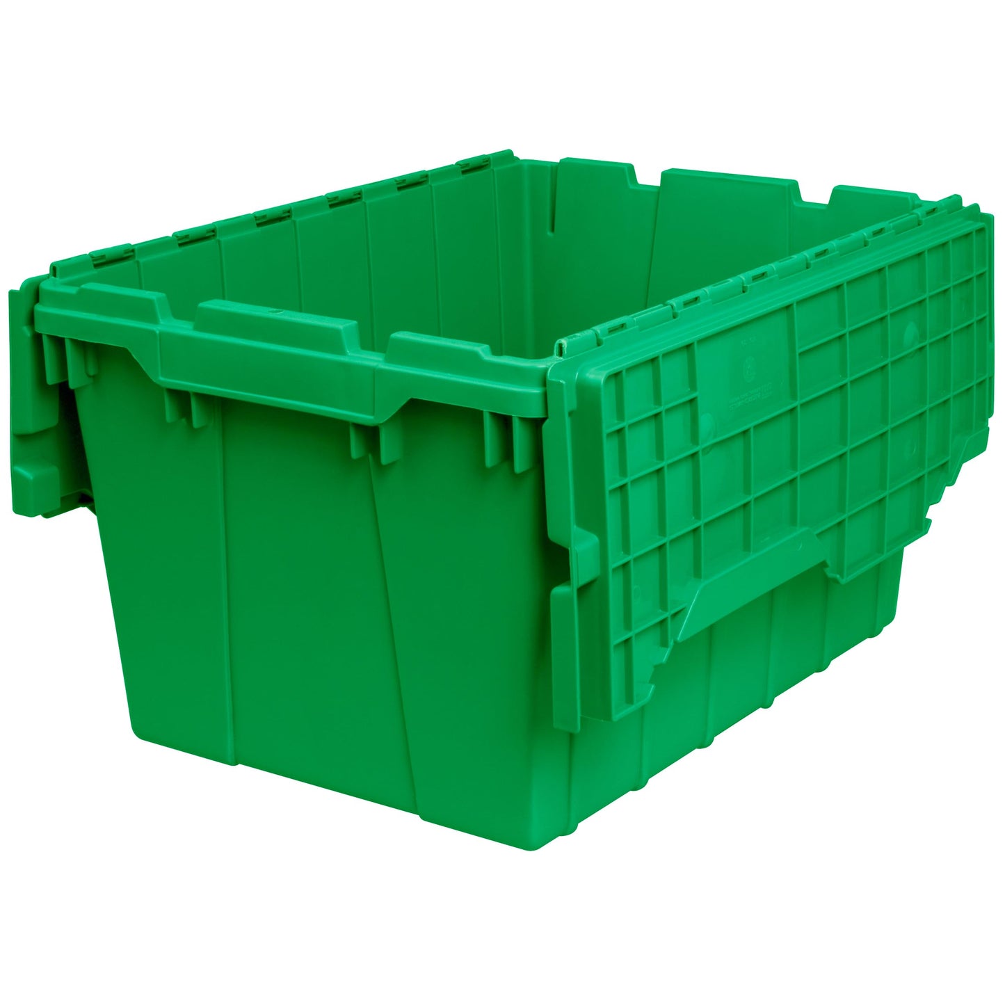 Akro-Mils 39120 Industrial Lidded Plastic Storage Container, Nesting and Stackable Plastic Storage Box with Lid Attached, Organization Tote for Garage and Warehouse, 21.5"x15.25"x12.5", Green (6-Pack)
