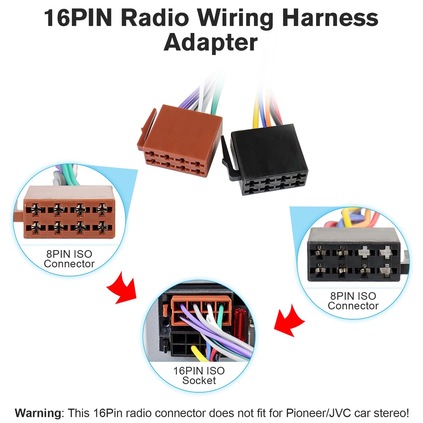 20Pin ISO Radio Wiring Harness Car Stereo Wire Adapter Compatible with Mitsubishi Outlander Lancer Mirage Pajero Shogun