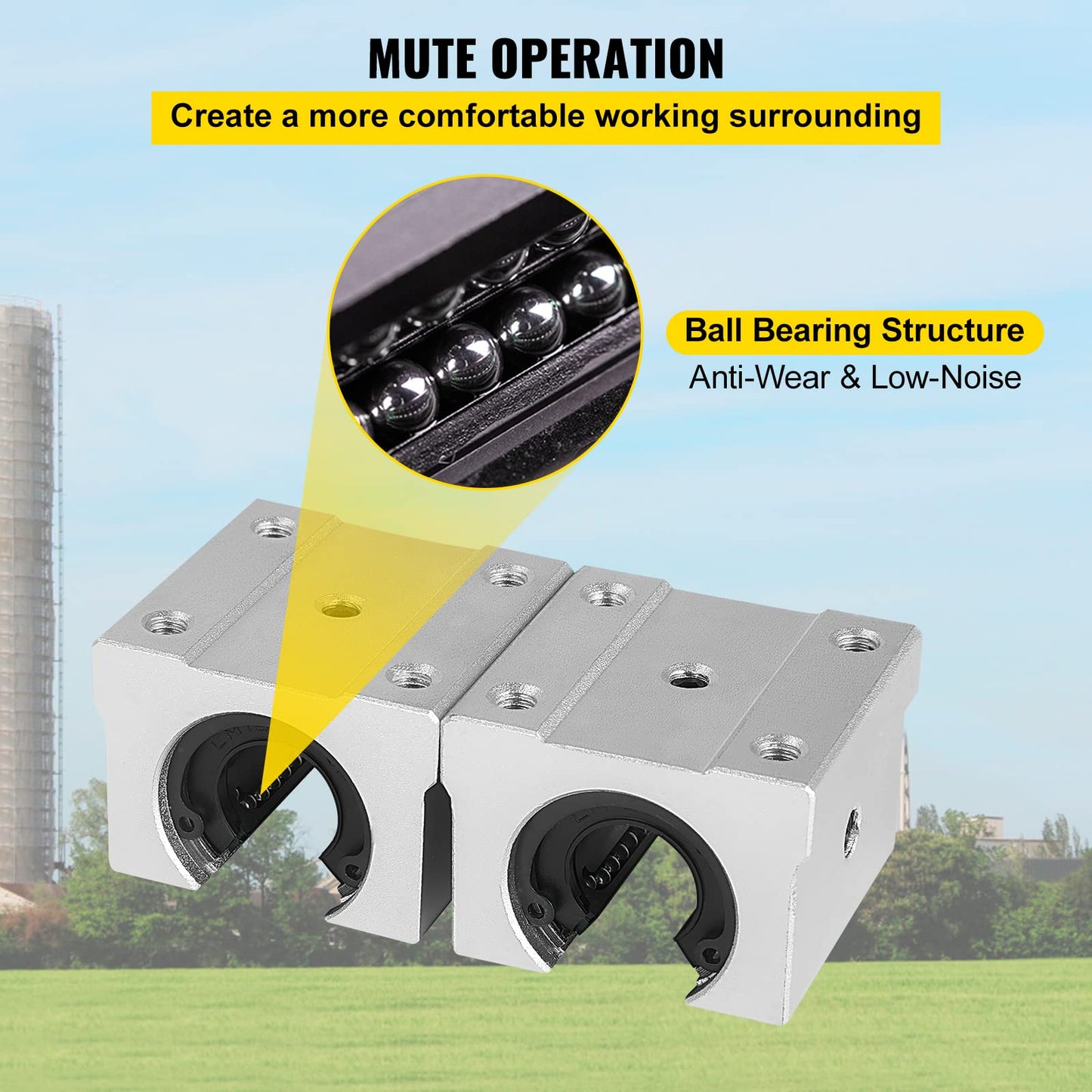 VEVOR Linear Rail, 2 PCS SBR 20-2200mm, Linear Guideway Rail, and 4 PCS SBR20UU Square Type Carriage Bearing Blocks, Linear Guide Rails for Automated Machines Equipments and DIY CNC Routers