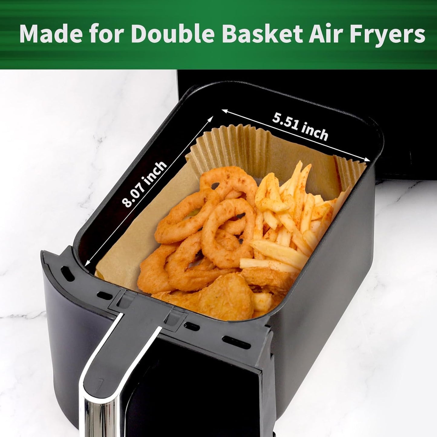 SIUDANGKA Disposable Air Fryer Liners - 125 Pcs Rectangle Parchment Paper Sheets for Ninja Fryers