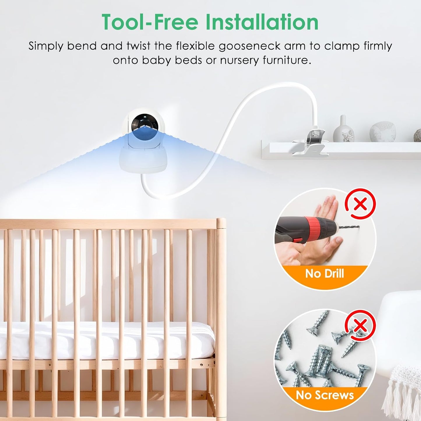 wochel VM819/ VM901/ VM923/ VM924, 15.7" Flexible Baby Monitor Mount for Most VTech Baby Monitor: Vtech Advanced HQ