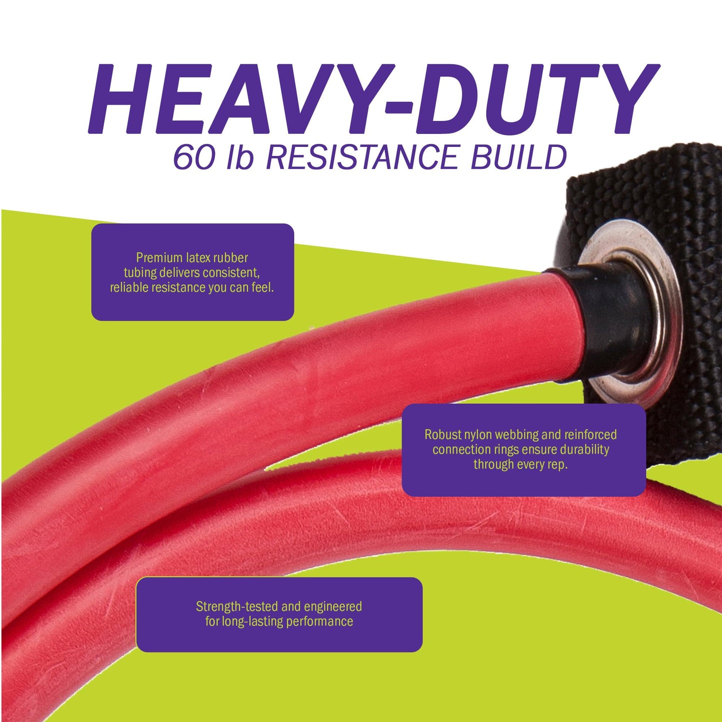 GoFit Pro-Grade Power Tubes with Handles – 30 lbs Resistance Bands for Strength Training, Bodybuilding, Fitness, and Home Workouts – Green Exercise Band