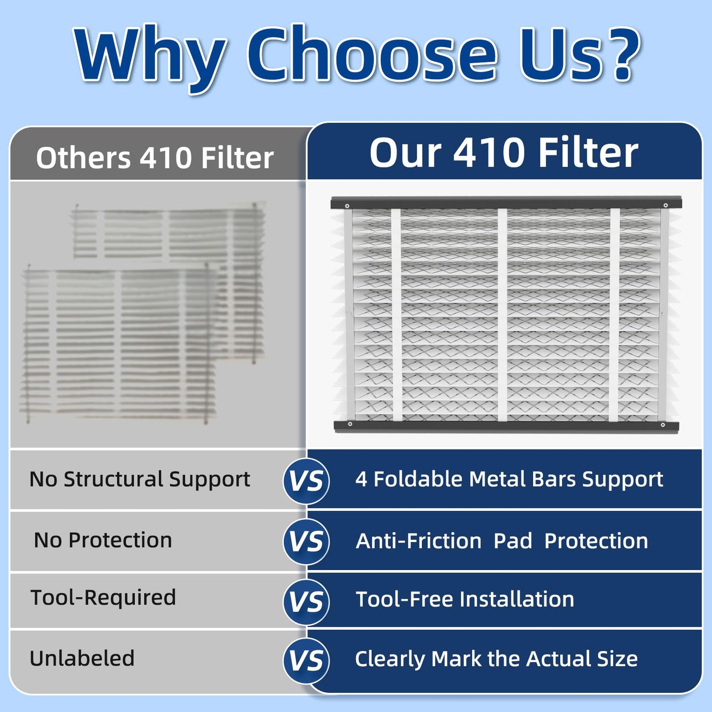 4 Pack, 410 Replacement Air Filter, MERV 11,Actual Size: 16"x28"x4", Nominal Size: 16x25x4, HVAC Furnace Filter, Compatible with AprilAire Models 4400, 3410, 2416, 2410, 1610, 1410