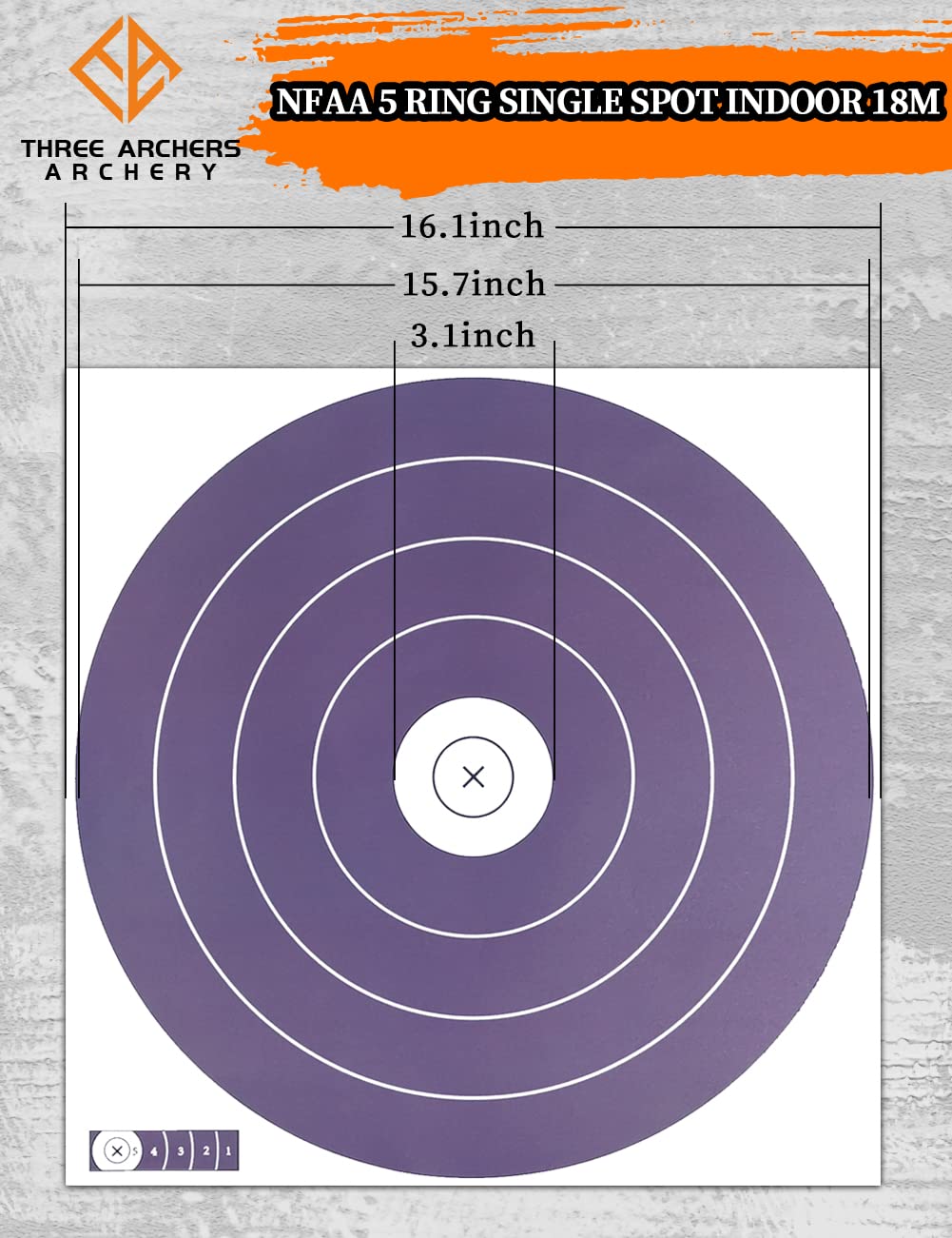 THREE ARCHERS NFAA 30pcs Archery Targets 40cm Standard Archery Targets 5 Ring Single Spot for Archery Training Competition Target Practice