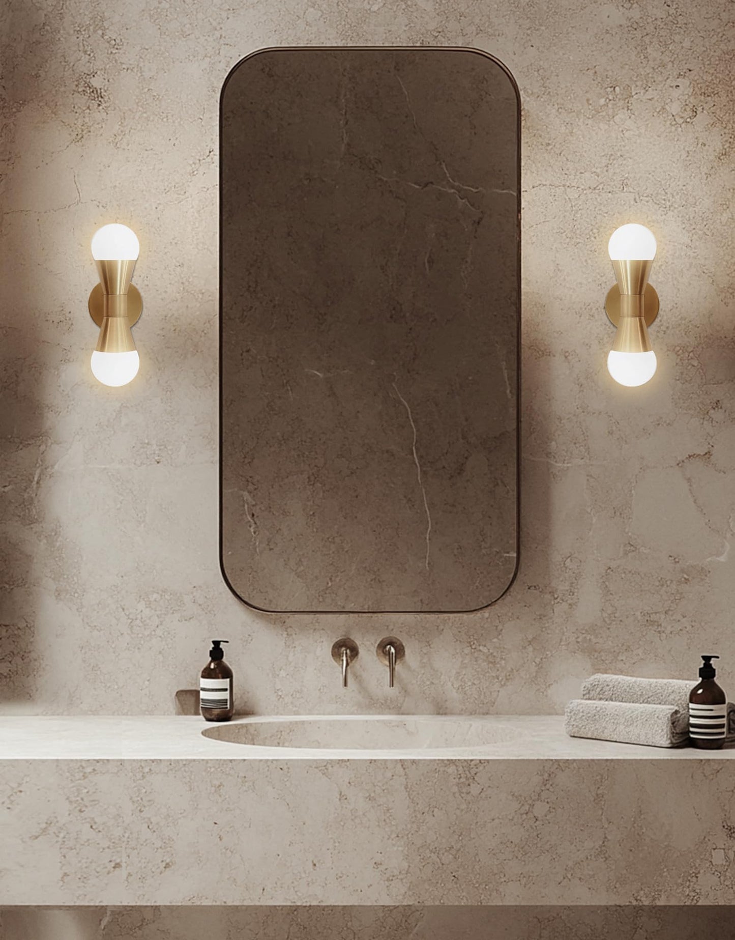 Dainolite 2 Light Wall Sconce Aged Brass Finish Model FOR-72W-AGB
