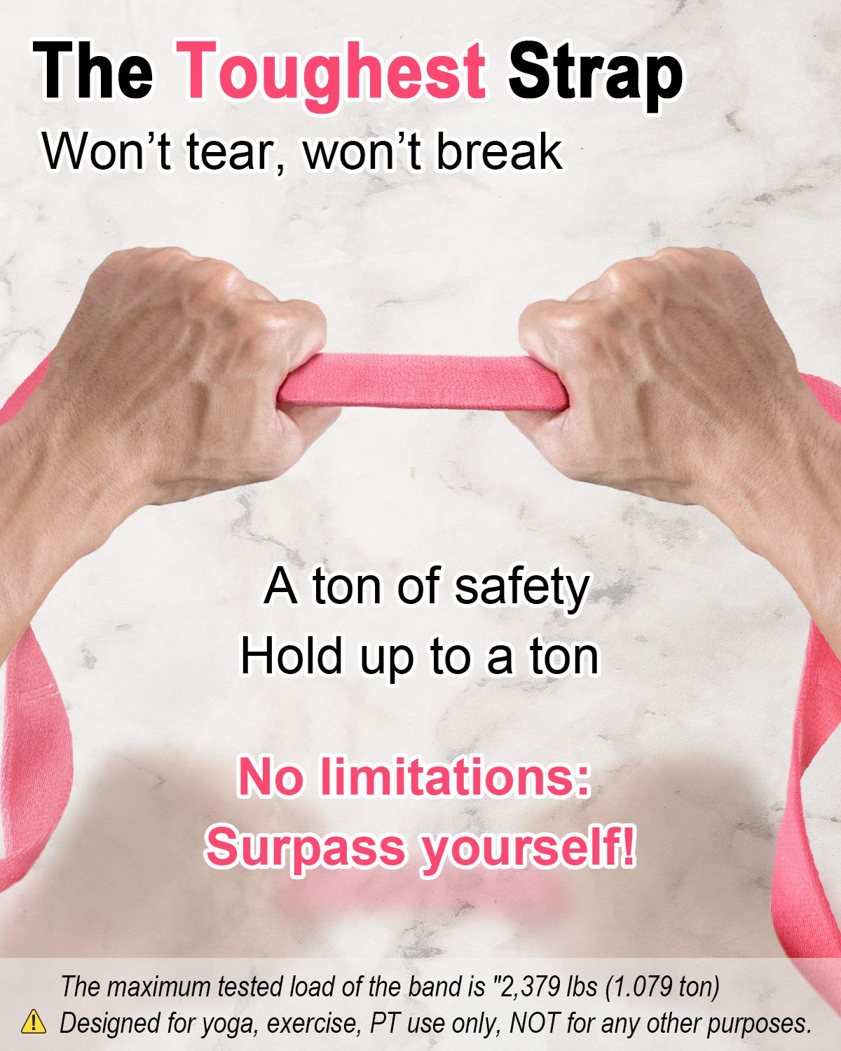Tumaz Stretching Strap - 10 Loops & Non-Elastic Yoga Strap - Perfect Home Workout Stretch Strap for Physical Therapy, Yoga, Pilates, Flexibility