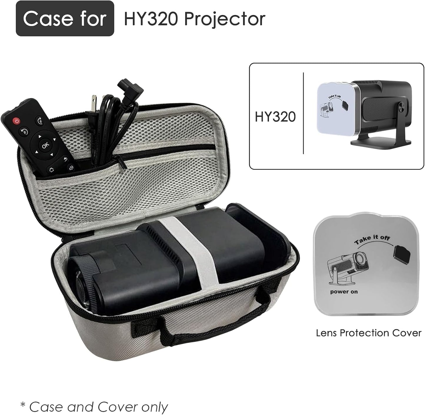 DUPULEE HY320 HY320 HY320 Projector Carrying Case and Lens Cap,Hard Travel Storage Bag Compatible with Magcubic