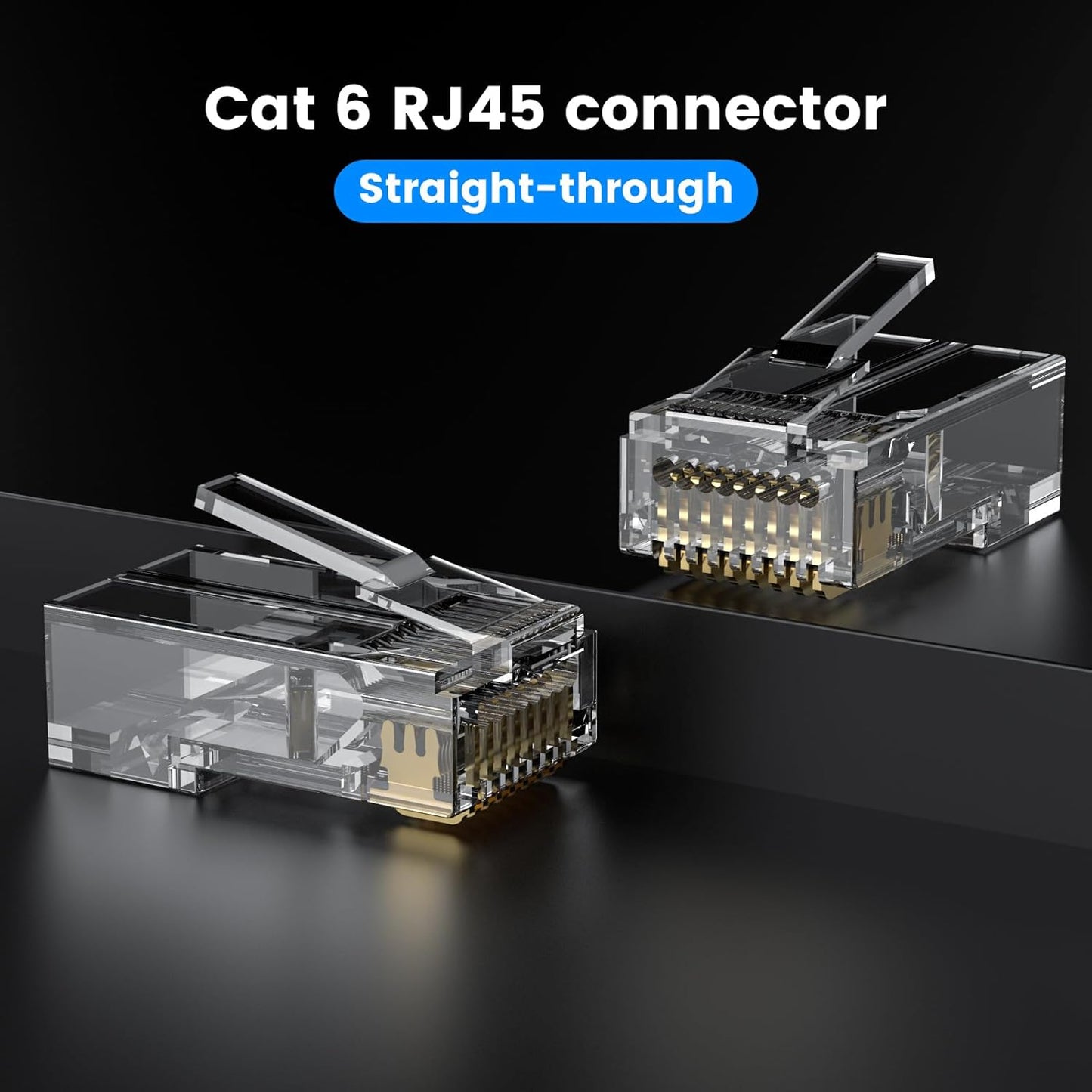 Cat6 RJ45 25 Pack, 10Gbps MOGOOD Pass Through Connectors Ethernet Modular Plug for Solid/Stranded UTP Cable, Easy Crimp