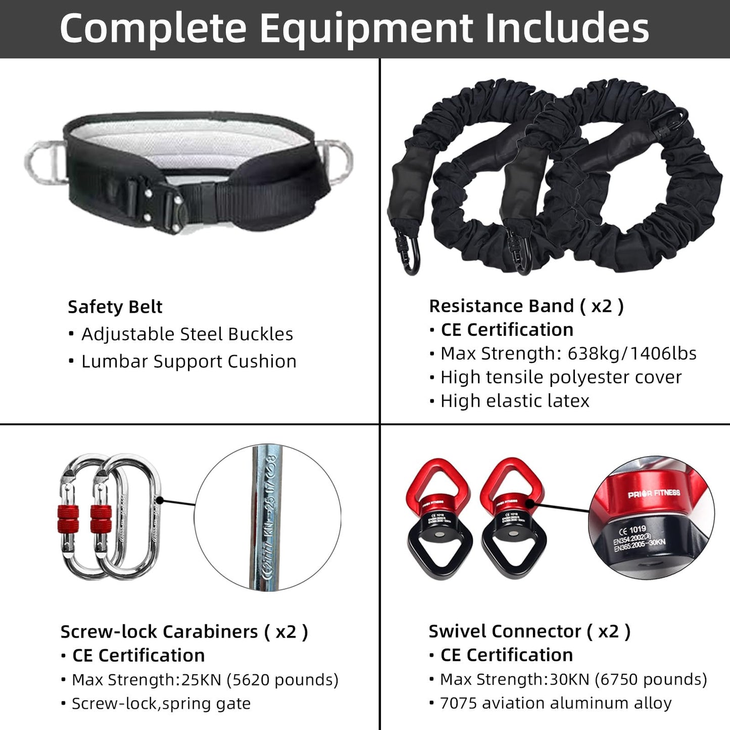 PRIOR FITNESS Back Somersault Bungee Dance Set, CE Certified, Backward Flip Training Equipment with Padded Waist Belt, Heavy-Duty Cords & Safety Swivels for Fitness Taekwondo Martial Arts Kickboxing