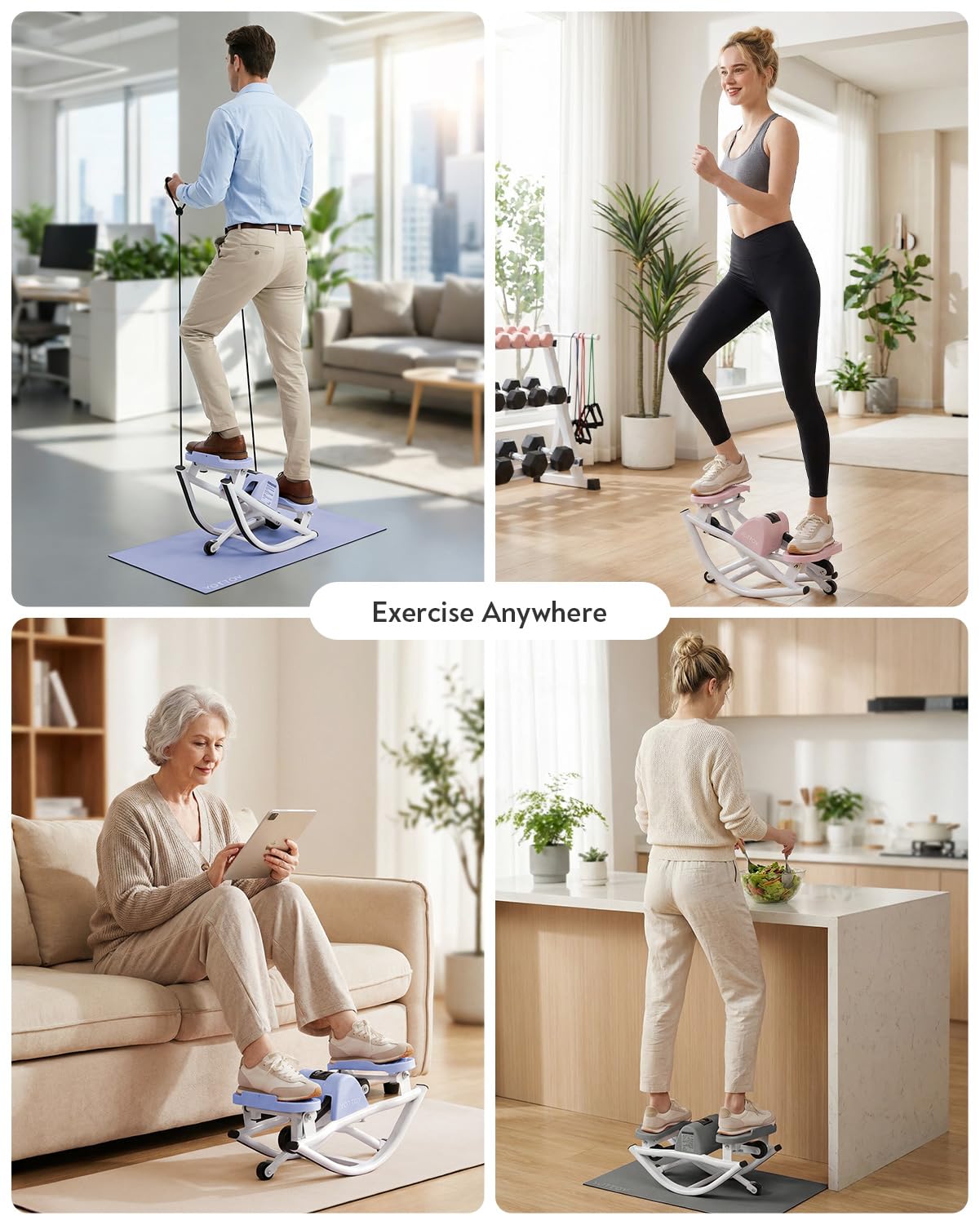 YOTTOY Lateral Rock Stepper for Exercise at Home with Digital Monitor/Resistance Bands, Portable Rocking Stepper Side to Side for Home Workout, Intense Legs & Glutes Activation & Fat Burning