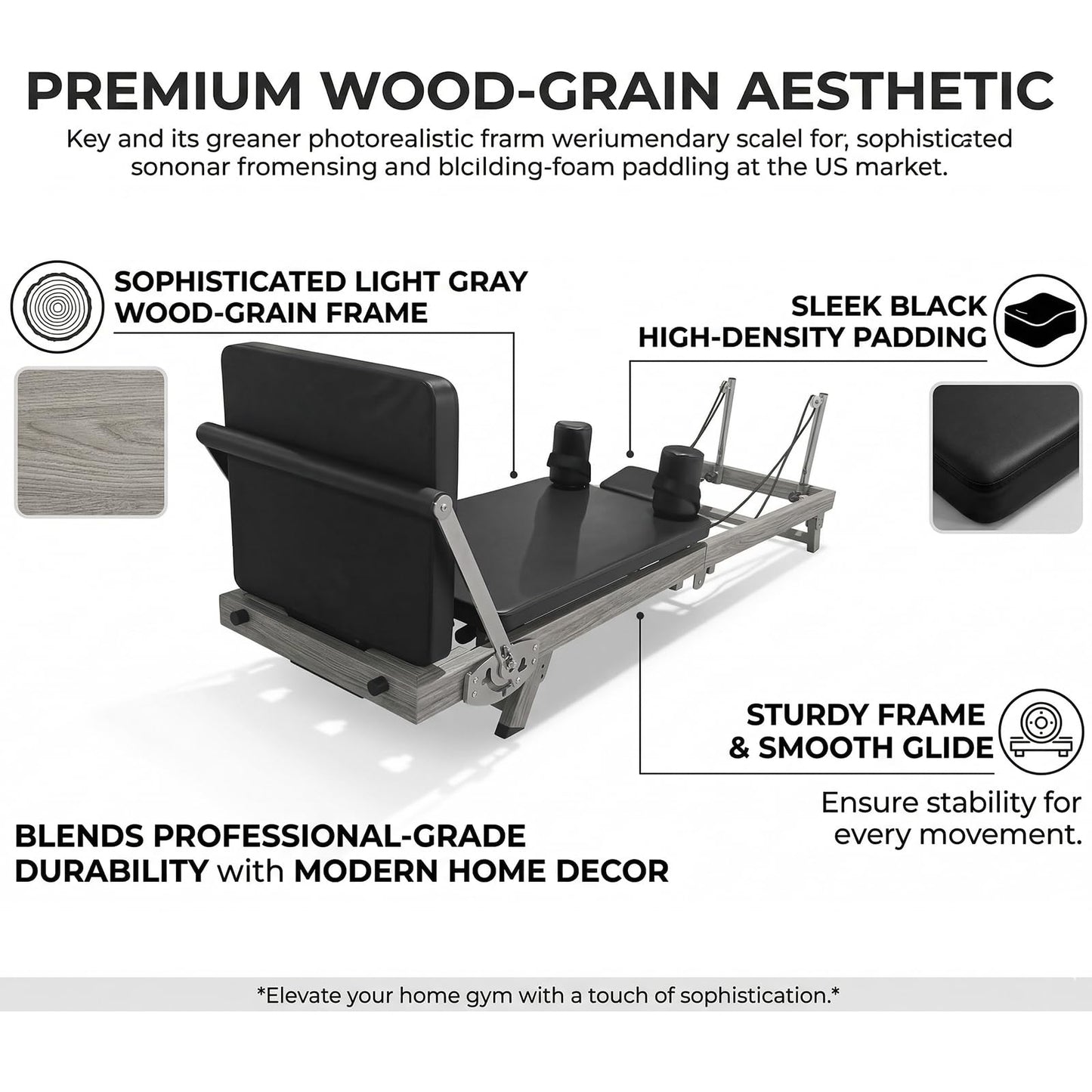 75" Foldable Pilates Reformer for Home – Professional Wood-Grain Pilates Bed with Resistance Springs & Latex Tubes, Compact Fitness Gift for Petite Women up to 5'9", Easy Assembly Workout Machine