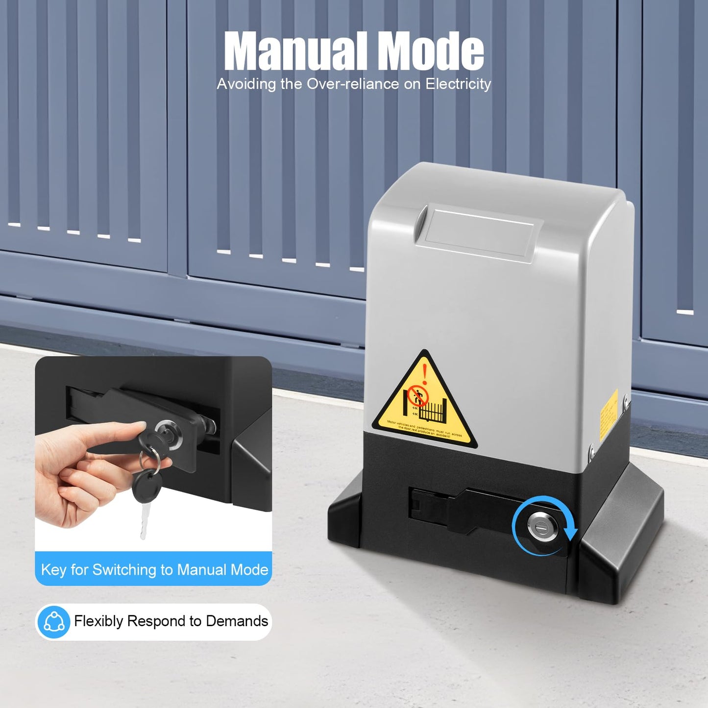 HZOPUTLH 3968lbs Sliding Gate Opener, 750W Automatic Sliding Gate Opener with 2 Remote Controls, Electric Remote Door Opener Kit for Sliding Gates Up to 40 Feet for Courtyard Farm School