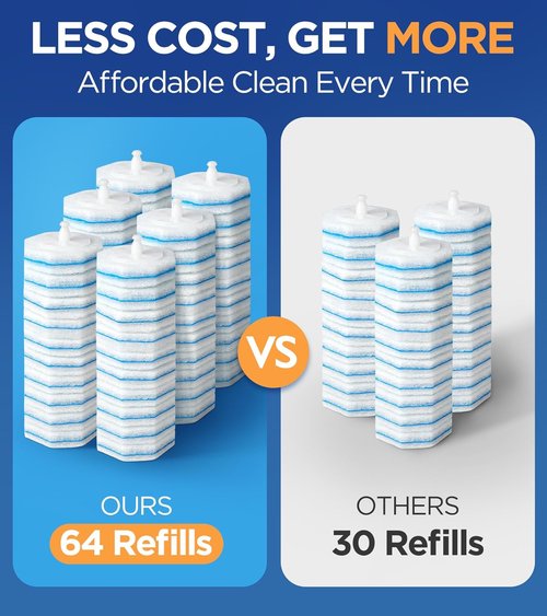 Clorox Toilet Wand Refills - 64 Count High-Density Disposable Cleaners with 5X Cleaning Power | Fresh Fragrance