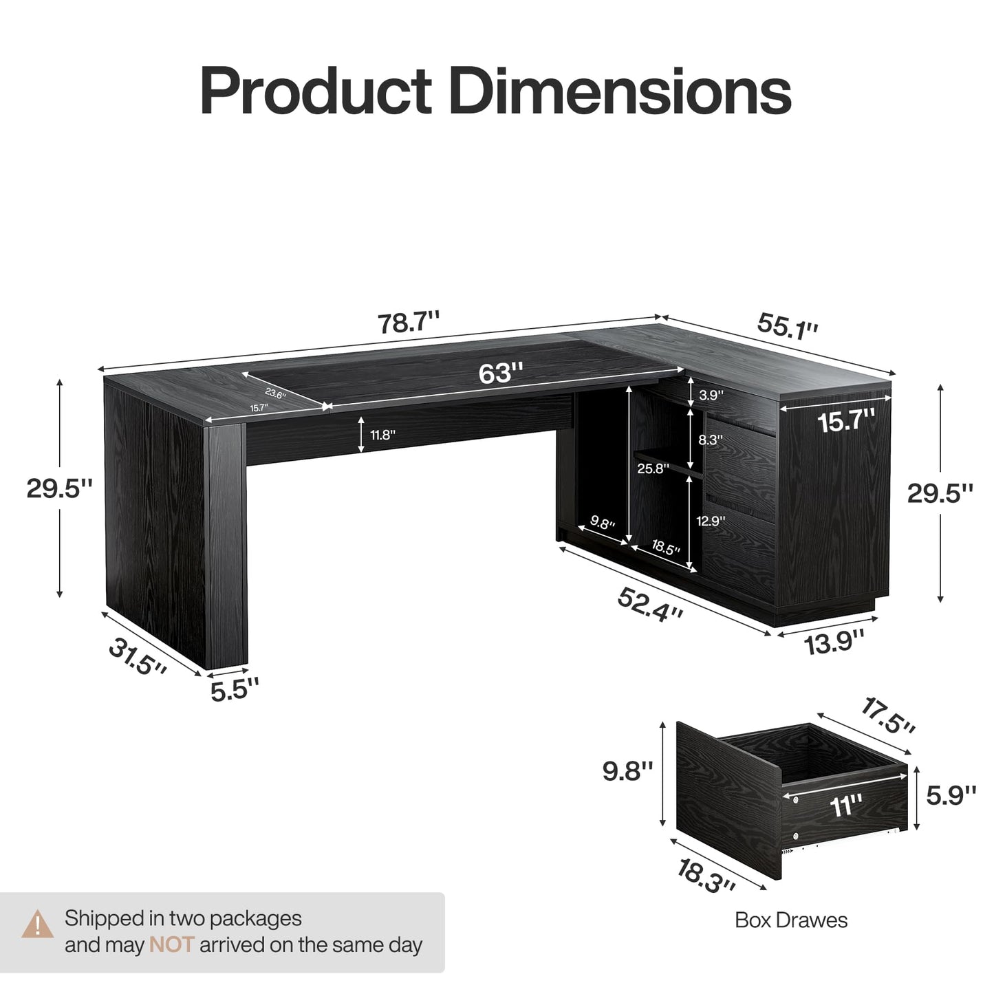 Tribesigns 78" L Shaped Executive Desk with Drawers, Large Office Computer Desk with Cabinet and Storage Shelves, Modern Business Furniture Sets Workstation for Home Office (Gray&Black)