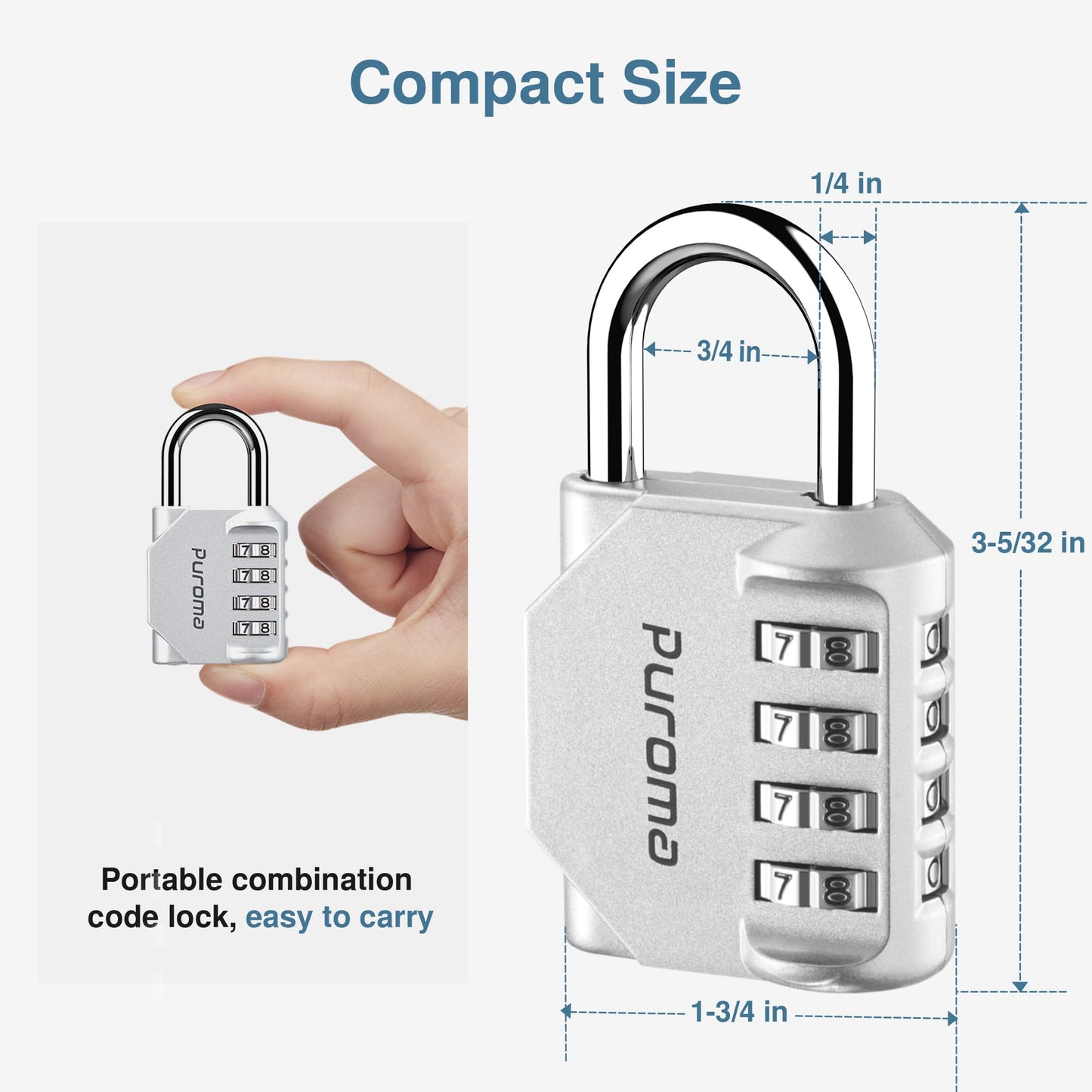 Puroma 2 Pack Combination Lock for Locker 4 Digit Outdoor Waterproof Padlock for School, Gym, Sports, Fence, Toolbox, Gate, Case, Outdoor, Hasp Storage (Silver & Black)