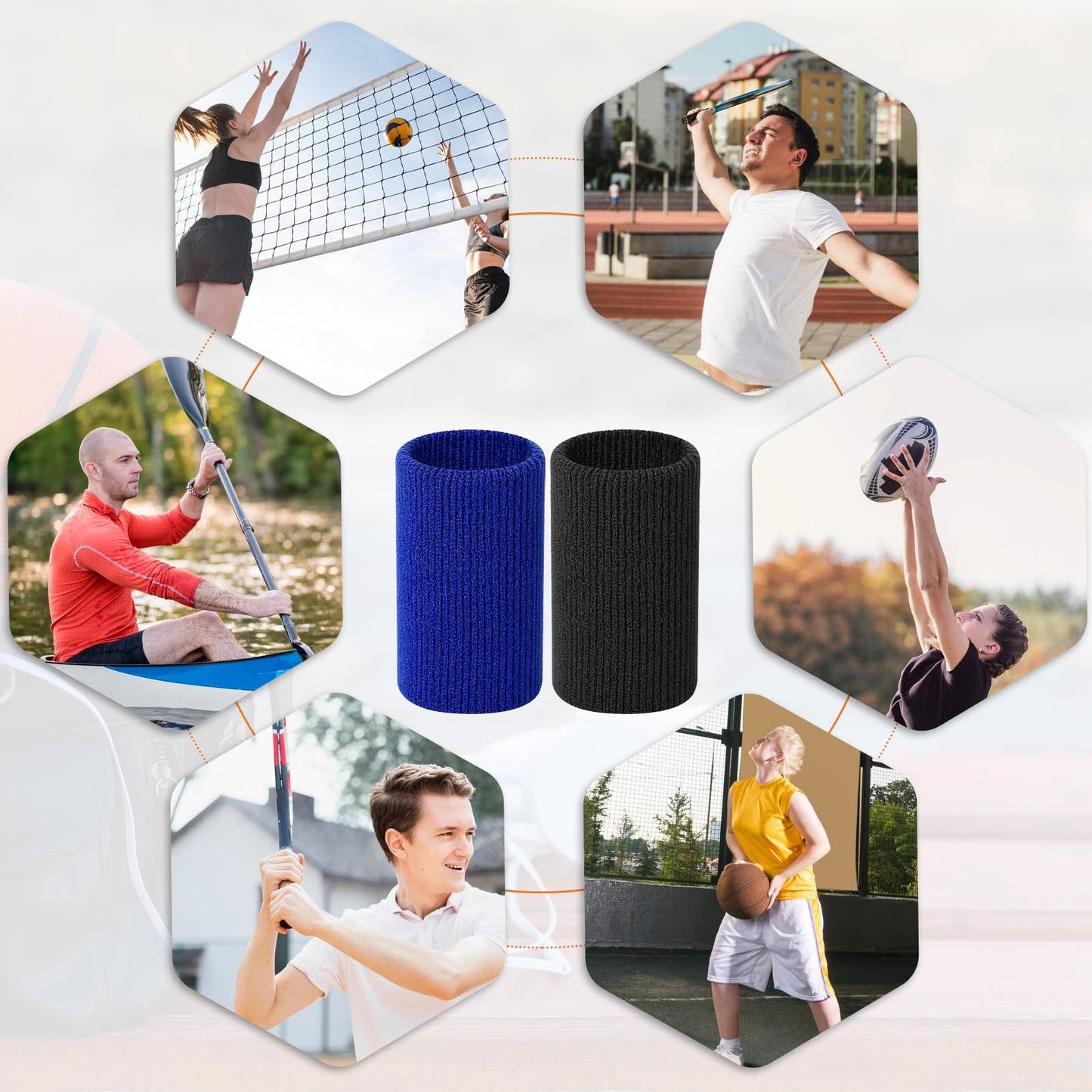 KALIONE Finger Sleeves Protectors, 10Pcs Sport Finger Sleeves, Elastic Fingers Support Sleeve, Compression FingerSleeves, Thumb Brace Support for Basketball, Golf (Black, Blue)