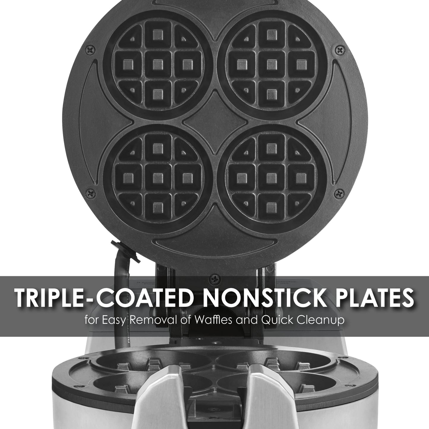 Waring Commercial Mini Belgian Waffle Maker, Rotary Feature for Even Baking, 100 Mini Waffles an Hour, for Restaurants & Commercial Kitchens, NSF Certified, WMB400X