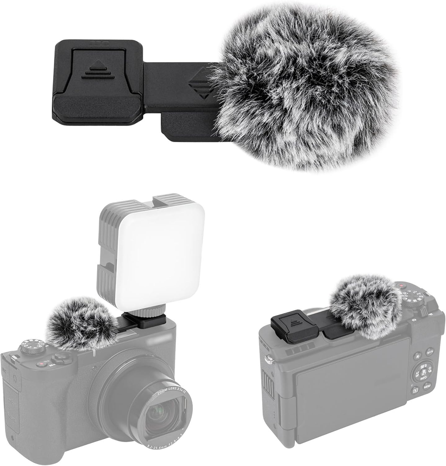 V1 V1 JJC Cold Shoe Wind Muff Windshield for Canon PowerShot Camera, Shoe Adapter Mount Holder for LED Light Microphone