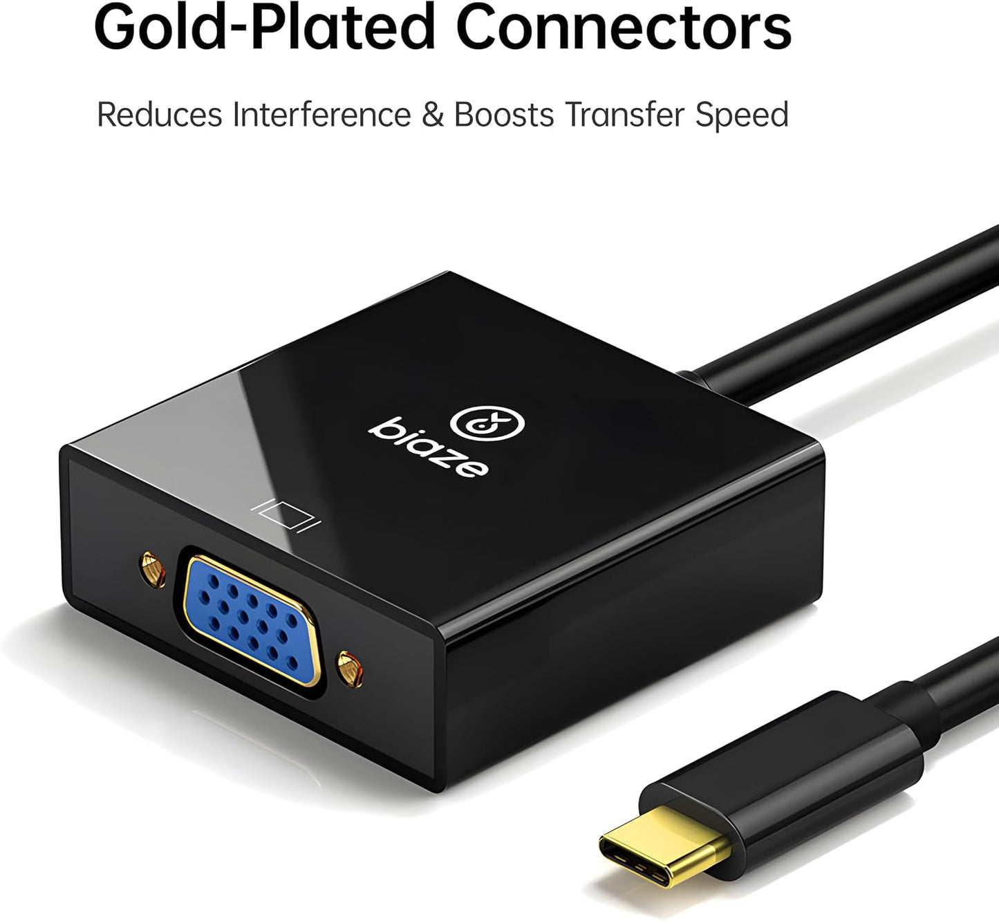 biaze 1080p@60Hz USB C to VGA Adapter, PlugandPlay Type C to VGA Converter for Phone, Laptops & PC Video Output