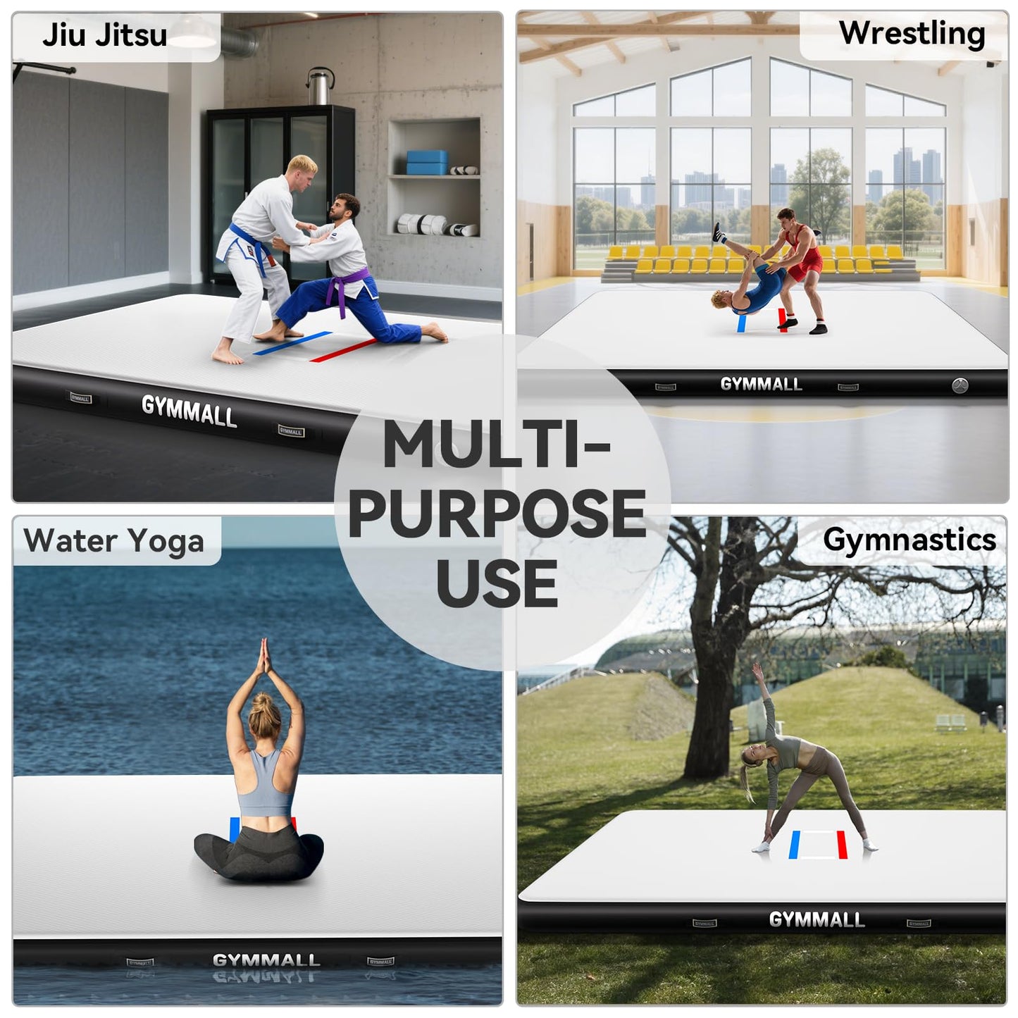 GYMMALL Wrestling Mat Inflatable 10'x6', Foldable 4" Thick for Home Outdoor Indoor, Waterproof PVC Mat for Jiu Jitsu, Gymnastics, Water Yoga, PE Training, BJJ, MMA, Martial Art, Grappling, Judo, Boxing