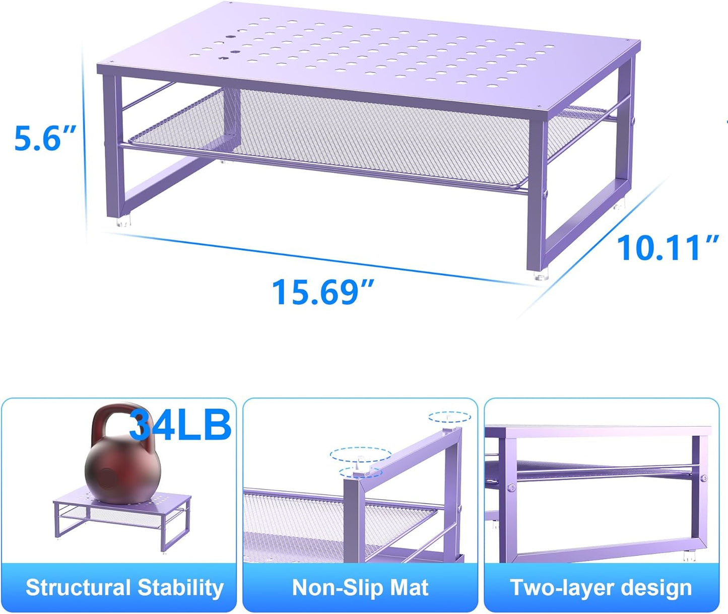 2-Tier gianotter Metal Monitor Stand Riser, Office Desk Storage Organizer for Computer Monitor, Laptop, Printer, Office