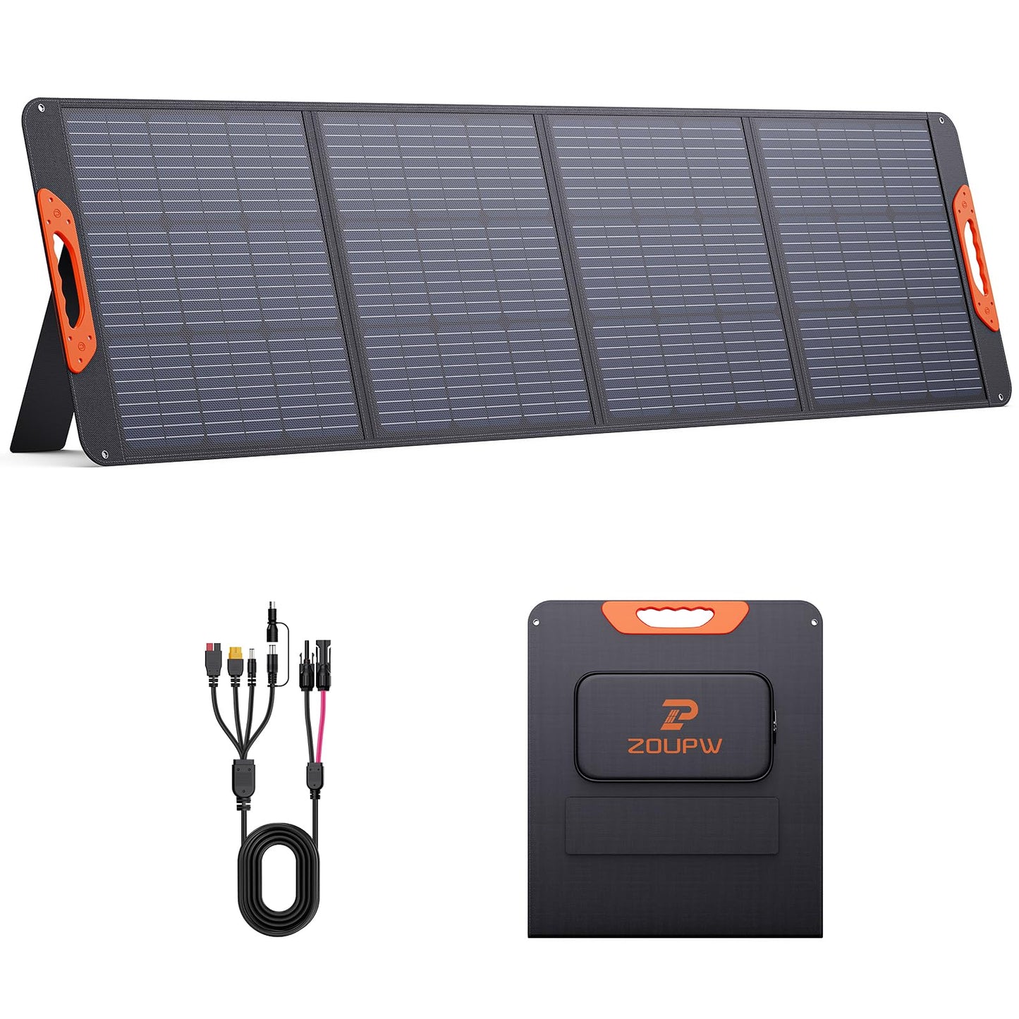 ZOUPW 200W Portable Solar Panel for Power Station,23.5% Efficiency Mono Foldable Solar Charger with 4 Kickstands for Jackery 1000 V2/Bluetti/EcoFlow/Anker,IP67 Waterproof for Camping RV Power Backup
