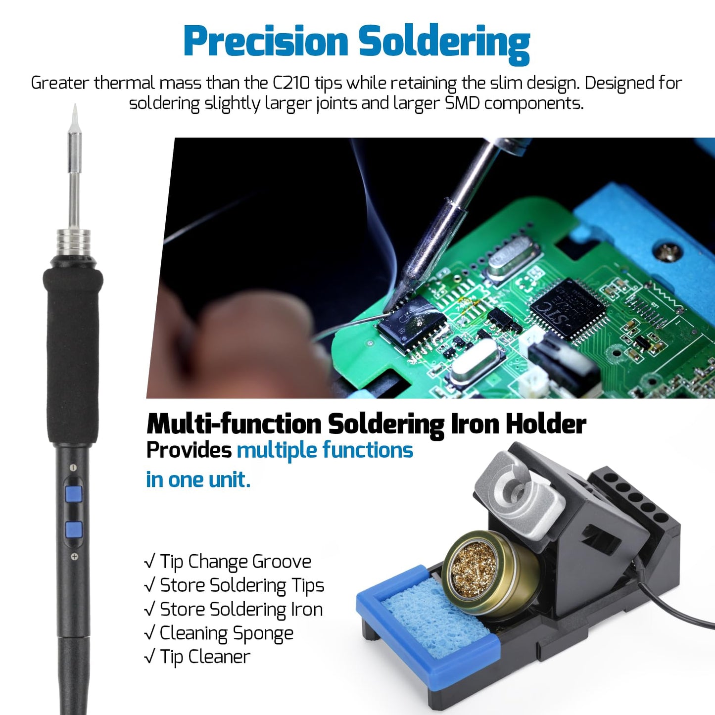 WEP 992D-III 2-in-1 Soldering Station and Hot Air Rework Station - High-Power Soldering Iron Kit with C245-compatible Cartridge, 1000W Hot Air BGA Rework Station for SMD, IC Repair