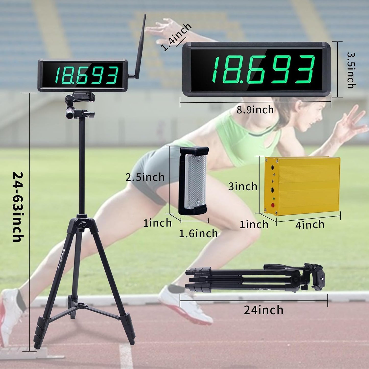 YZ Laser Timer for Sprints, Laser Sprint System, Track Laser Timer Stopwatch, Lap/Speed Training/Track Field/Running/Football(High Stand)
