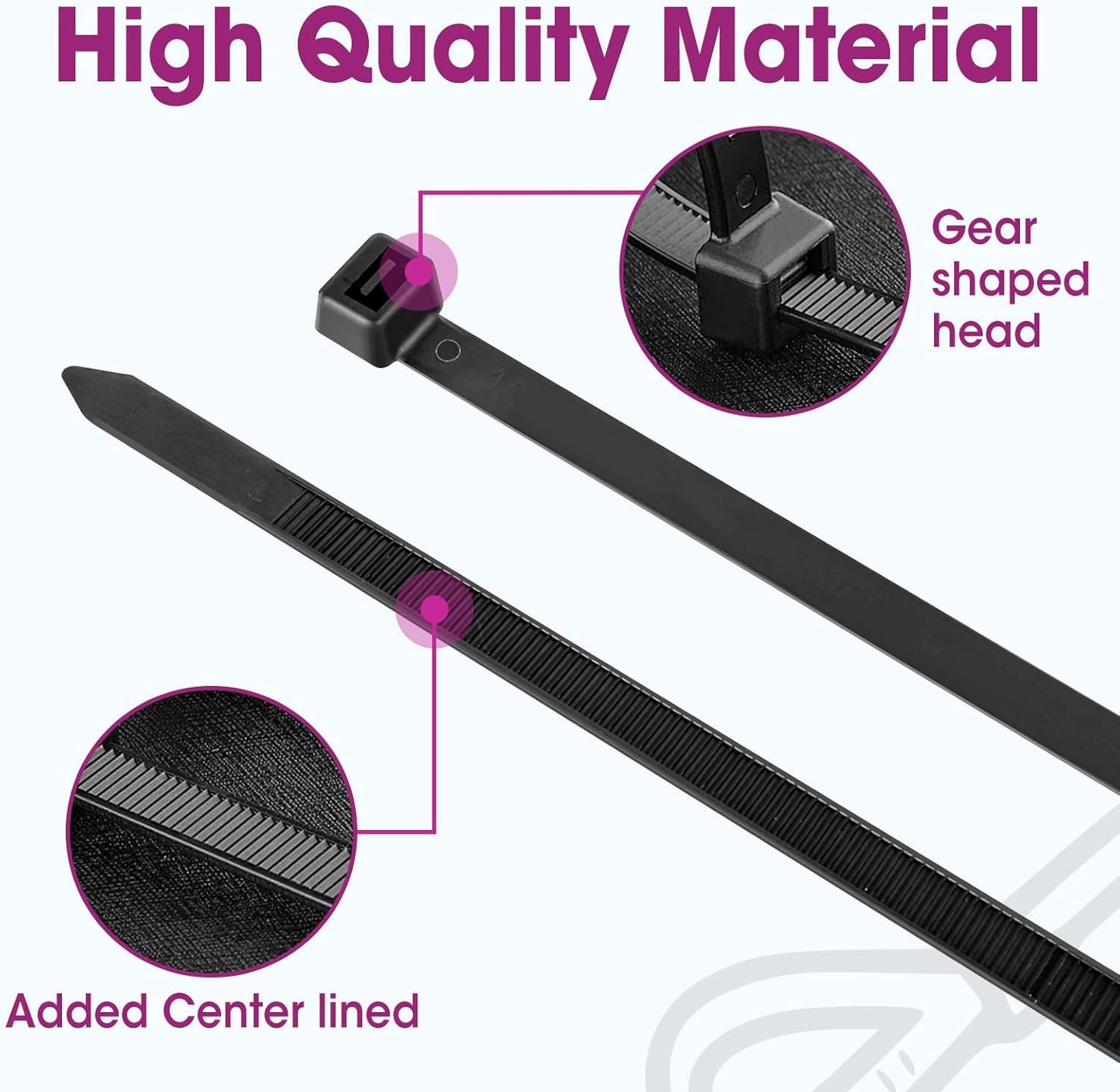 200 24 Inch 500lbs PCS Zip Ties Heavy Duty, Large Cable Ties Tensile Strength, Black Zip Ties for Indoor and Outdoor