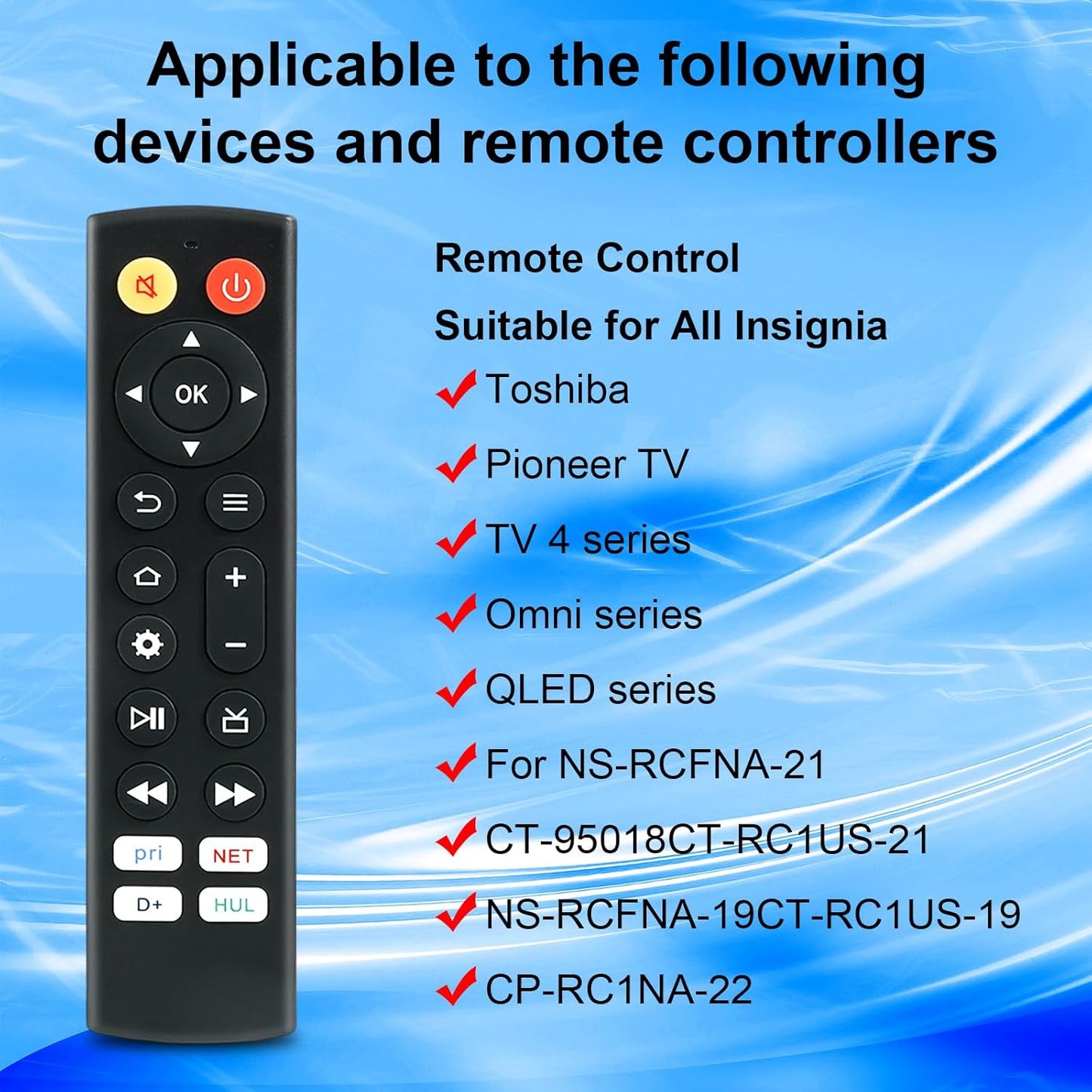 dapodera 4 Replacement Compatible with All Insignia Toshiba Smart TVs with Shortcut Buttons(No Voice funtion)