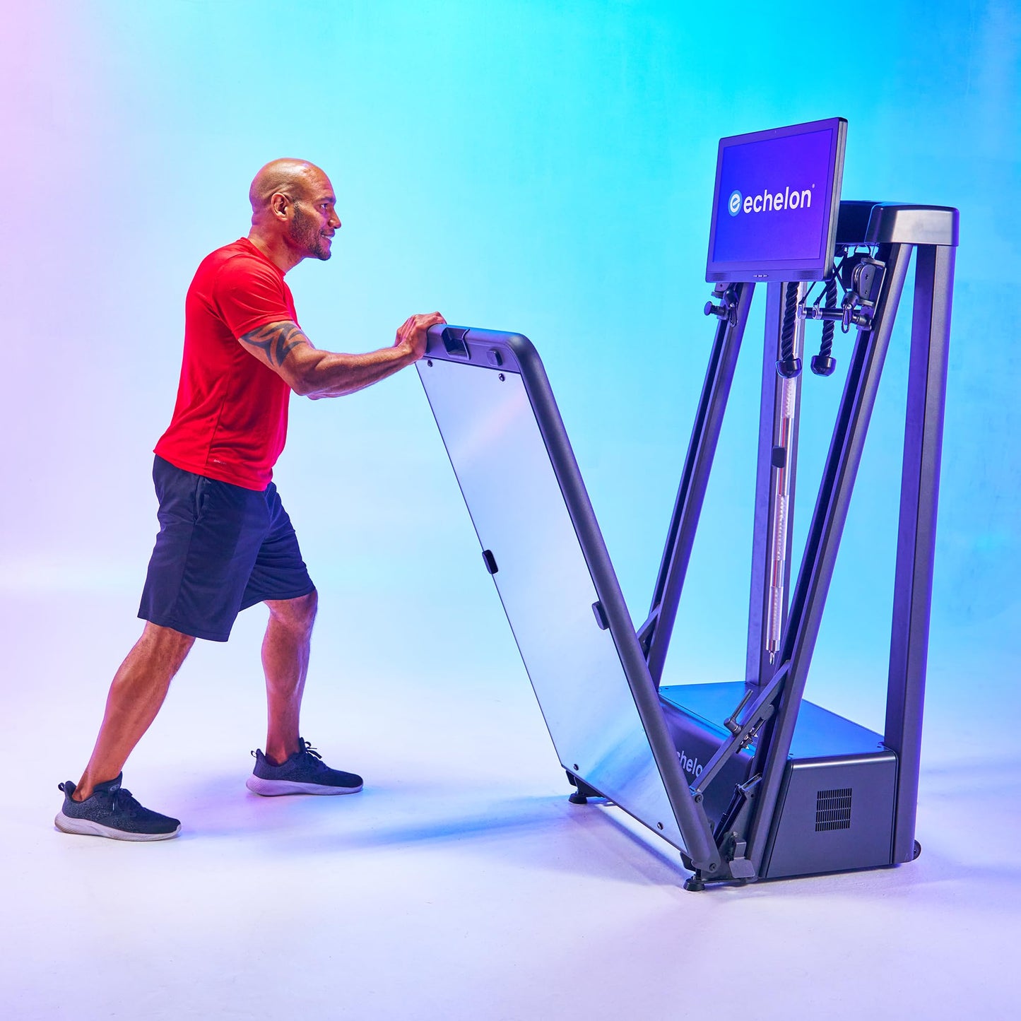 Echelon Strength Home Smart Gym – WiFi-Enabled 24-Inch HD Touchscreen, 5–110 LB Digital Resistance Per Arm, Foldable Mirror Design, Smart Bar & Accessories, Full-Body Home Workout Machine