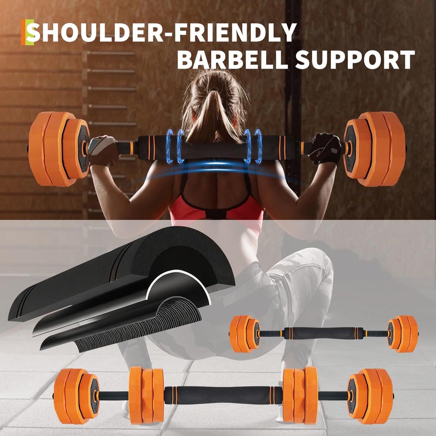 Adjustable Dumbbell Set, 88 LBS 4-In-1 Home Gym Weights with Connector As Dumbbell, Kettlebell,Barbell for Strength Training, Full Body Workout