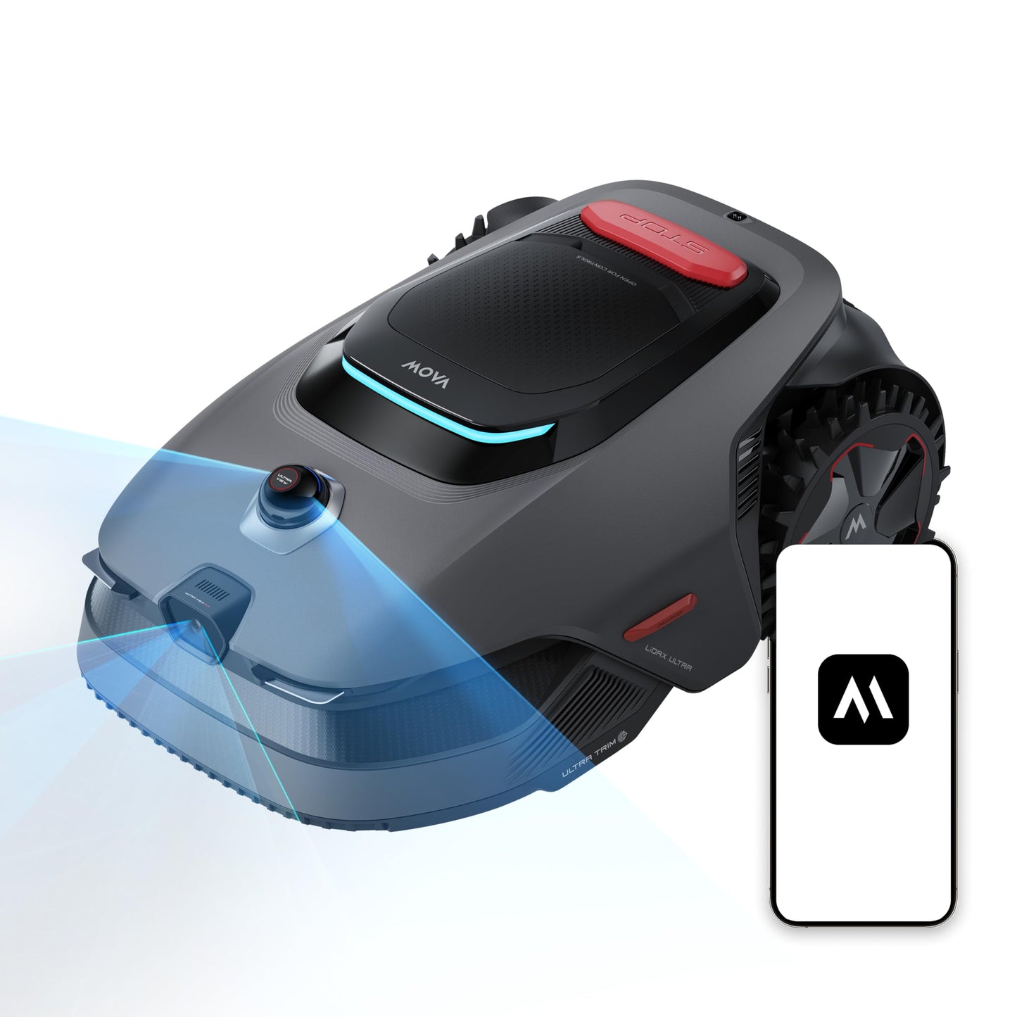 MOVA LiDAX Ultra 2000 Robot Lawn Mower with 4G for 0.5 Acre, No Wire No RTK+360° 3D LiDAR+AI Vision Auto Mapping, Zero-Edge Cutting, Cut Height 1.2"-3.9", 45% Slope, 150 Mowing Zones, Anti-Theft